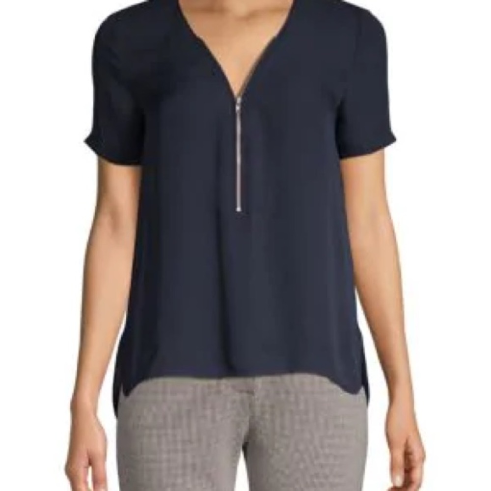 The kooples front half zip short sleeve top